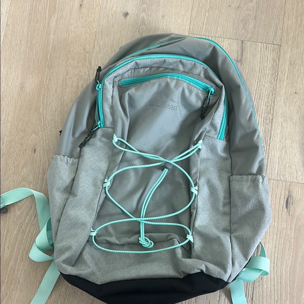 LL Bean Gray and Mint Backpack